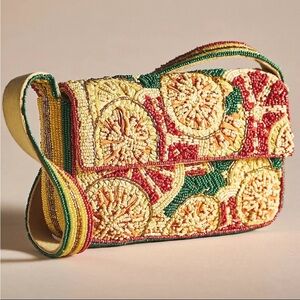 anthro Fiona Beaded Bag- Yellow Lemon